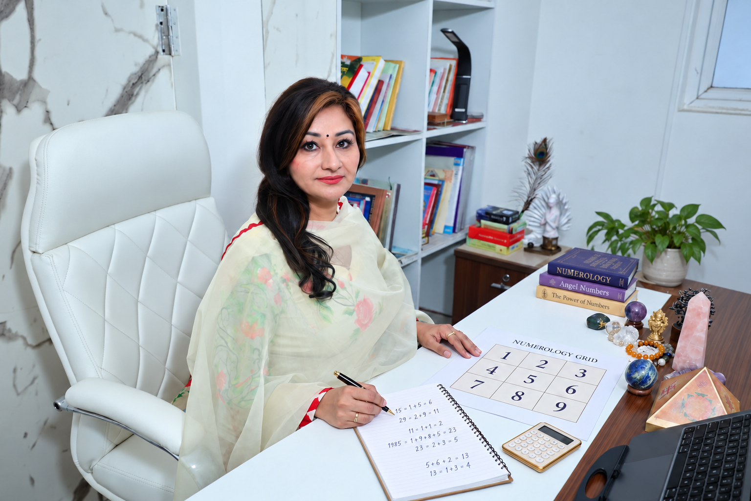 Mystic Sciences owner in a numerology consultation scene